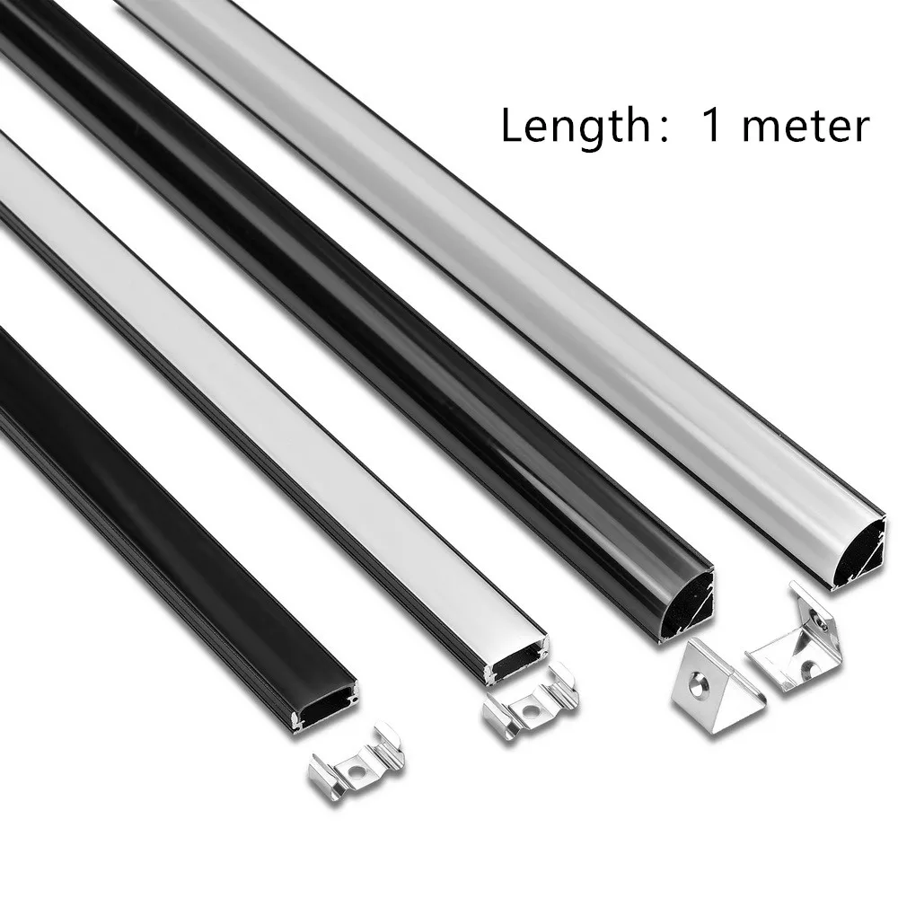 

Customized 1M Black LED Aluminum Channel V/U for Led Strip with Black and Milky Cover, led Aluminium Profile LED Bar Light