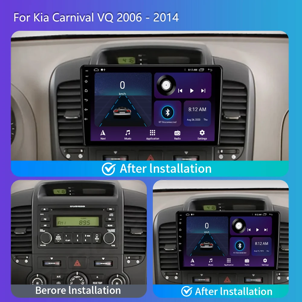 Android 12 Car Radio For KIA Carnival All-in-one VQ 2006 - 2014 Autoradio Multimedia Player Navigation GPS CarPlay Stereo 2din