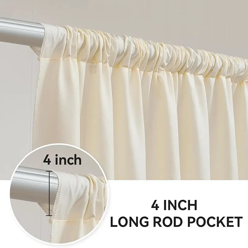 2 Panels Ivory Backdrop Curtains Thick Wrinkle Resistant Polyester Wedding Drapes for Birthday Photography Party Home Decoration