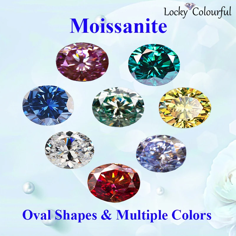 Moissanite Oval Shape A Group Style Multiple Colors VVS1 DIY Charms Beads for Jewelry Earrings Making with GRA Certificate