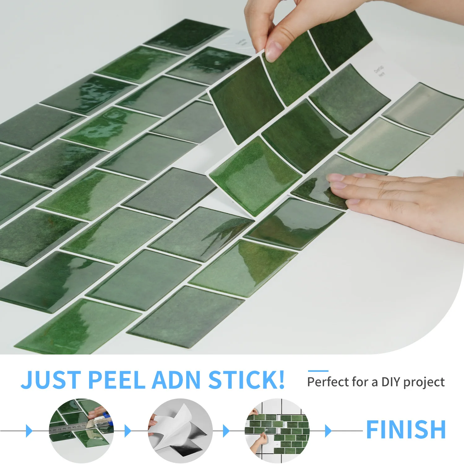Fotografia 3: Adesivos de imitação de azulejo autoadesivo com cola 3D para banheiro e cozinha, adesivos à prova de óleo, decoração de parede, à prova d'água e Mois