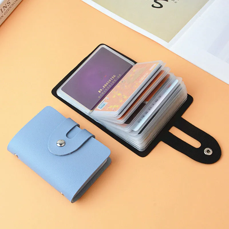 

Slim Pu Leather Wallet With Metal Buckle Solidcolor ID Credit Card Holder Fashion Portable Business ID Card Protect Cover Unisex