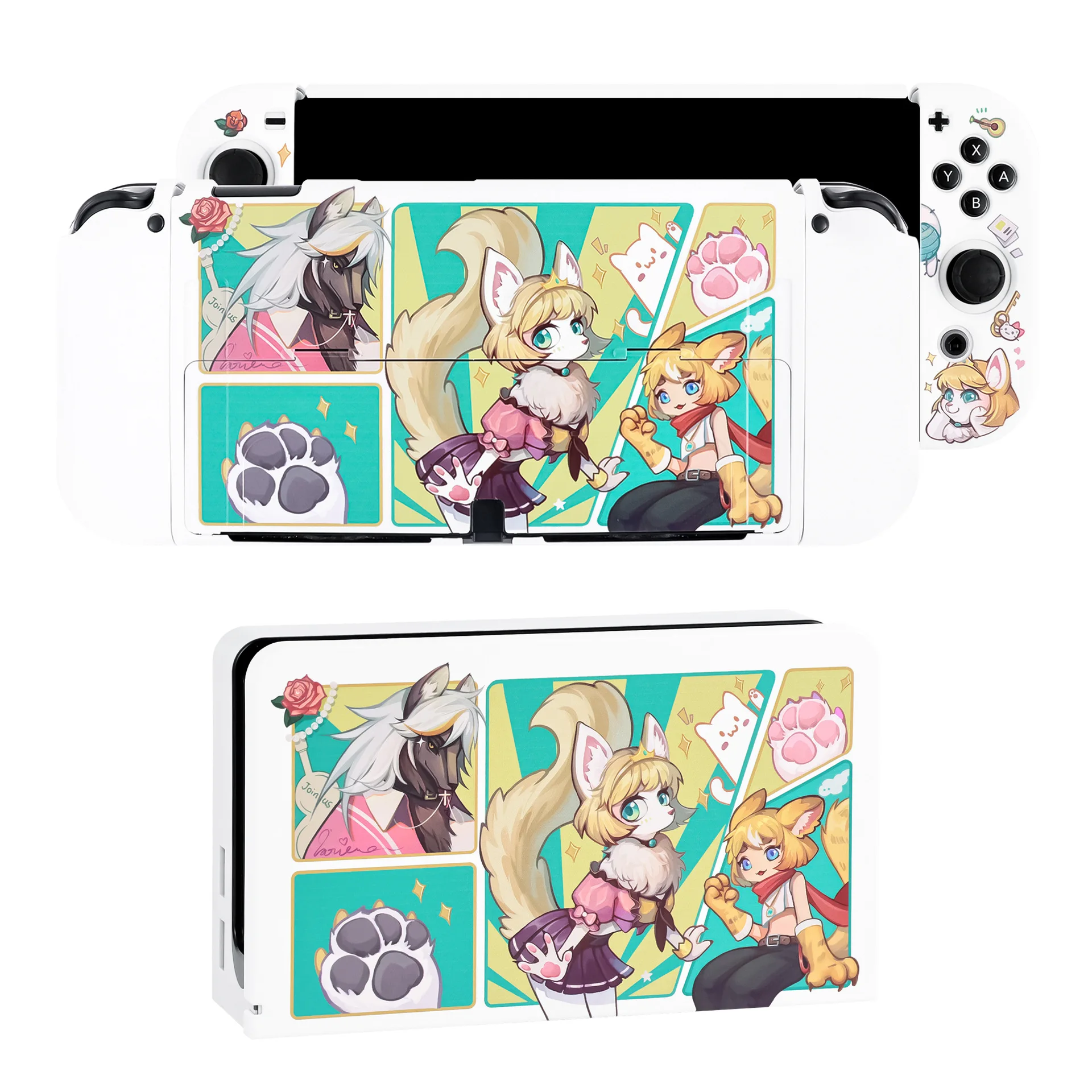 

Animal Party Hard TV Dock Cover Stand Charger Crystal Shell for Nintendo Switch Oled NS Joy-Con Controller TPU Protector Case