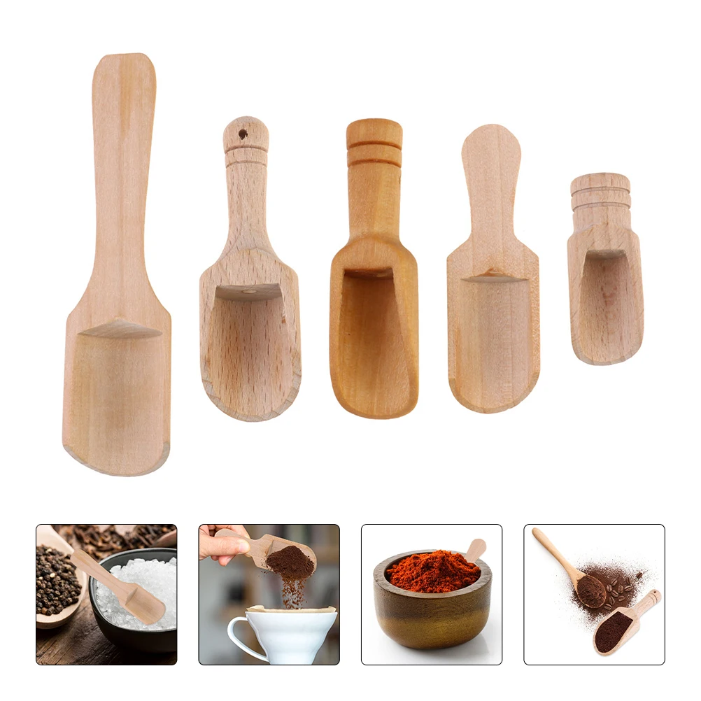 

10pcs Wooden Spoon Small Salt Spoon Wood Tea Scoop Kitchen Gadget For Condiments Coffee Flour Bath Salt Home Hotel Use