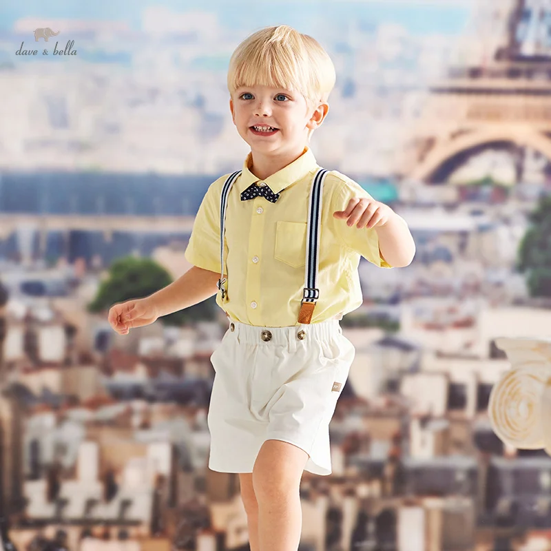 Dave Bella Boy's Suit 2024 New Summer Formal Children Short-Sleeved Clothes Shorts Baby Gentleman Two-Piece Set DB2241260