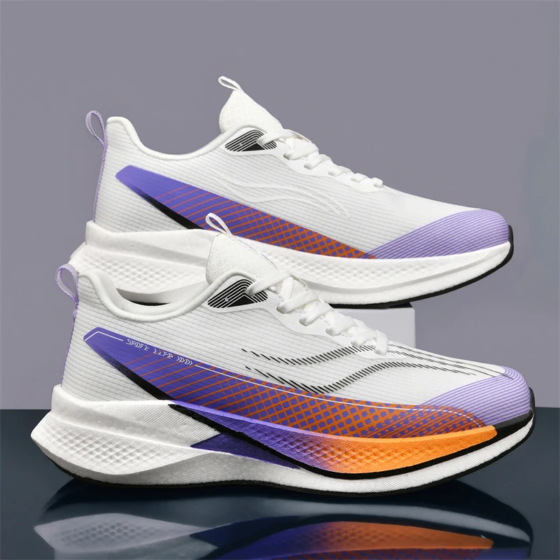 

Clean Minimal Line Men Sports Casual Shoes Monochrome Simple Resistant Rubber Outsole Comfort Athletic Trainers For Urban Trip