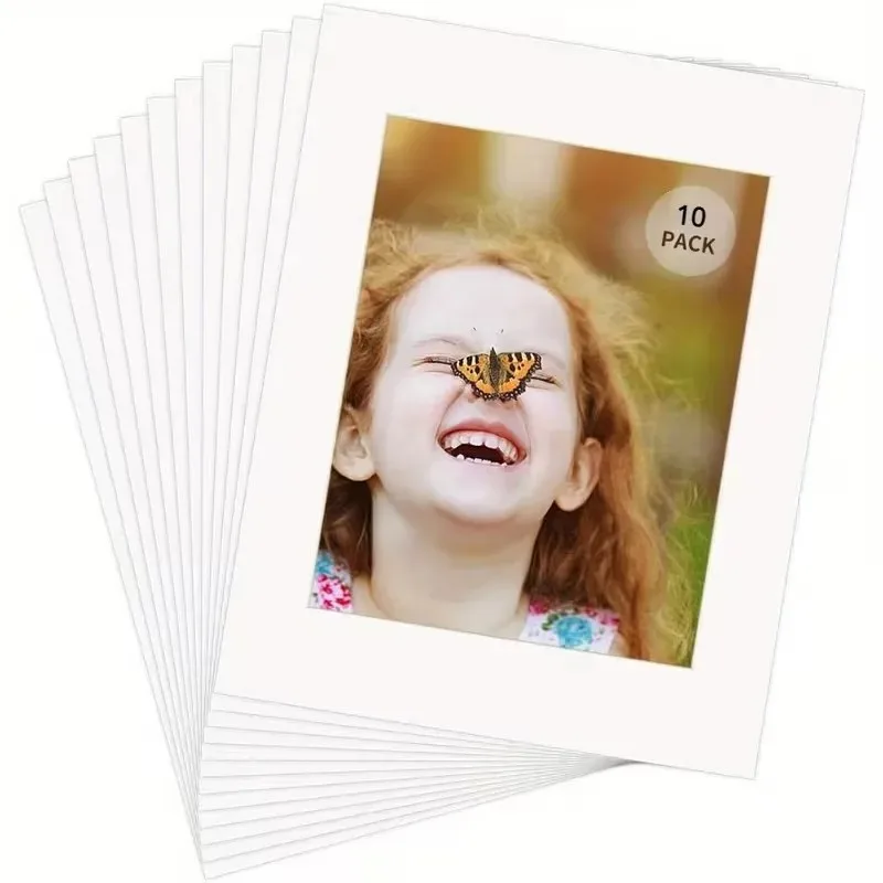 A4 White Rectangle Photo Mat 10pcs, Frame Mount Paper