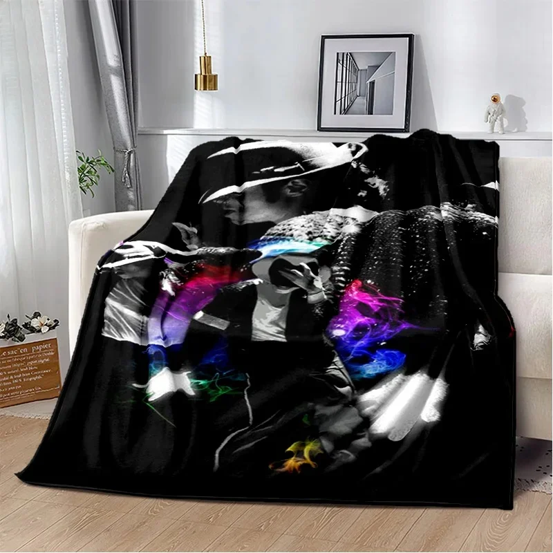 Michael Jackson Retro-Druck, hochauflösende Decke, weiche Wurfdecke für Zuhause, Schlafzimmer, Bett, Sofa, Reisen, Büro, einfarbige Decke für Erwachsene – Detail 1