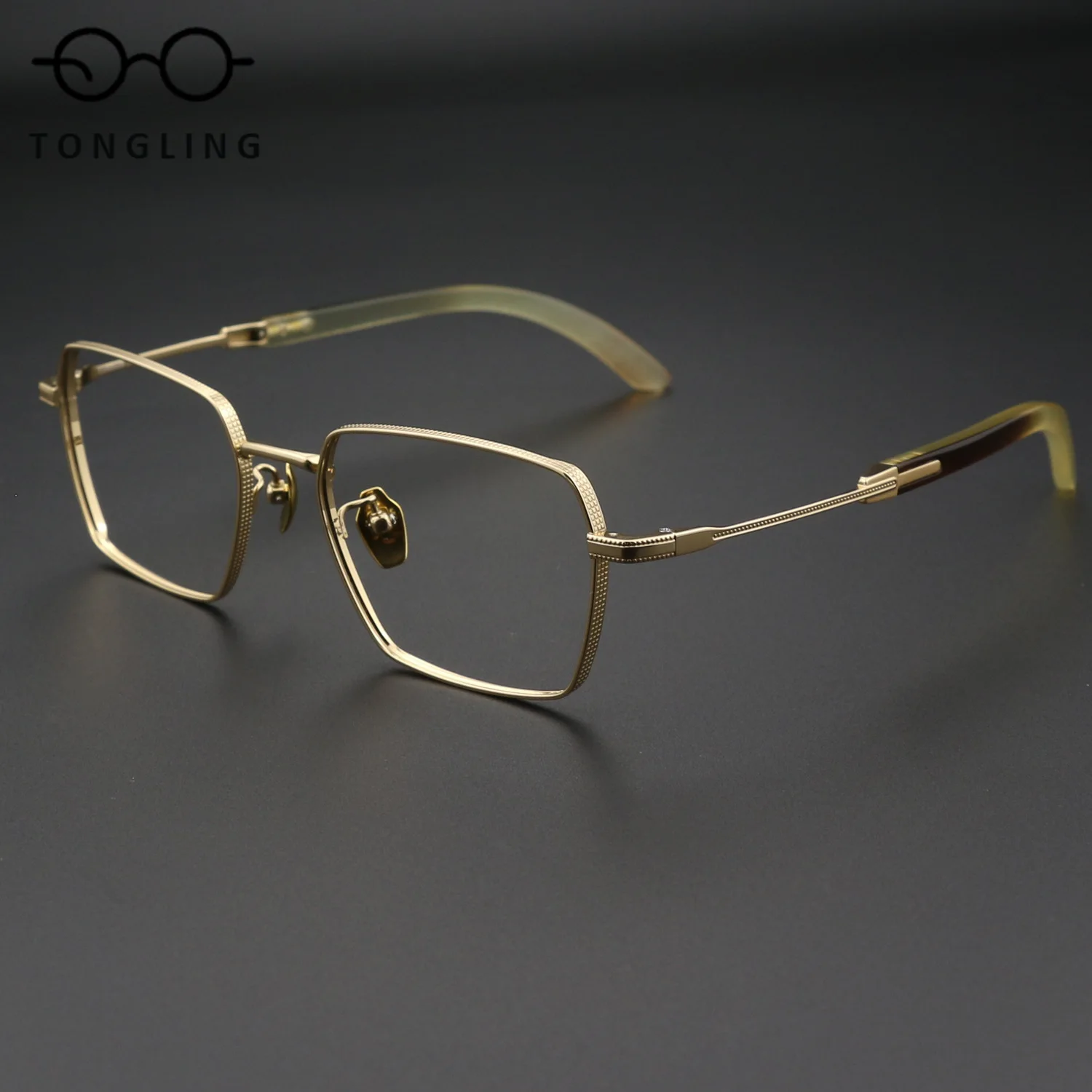 Vintage high-grade sense of irregular glasses frame pure titanium men Buffalo Horn big face can be matched with myopia glasses