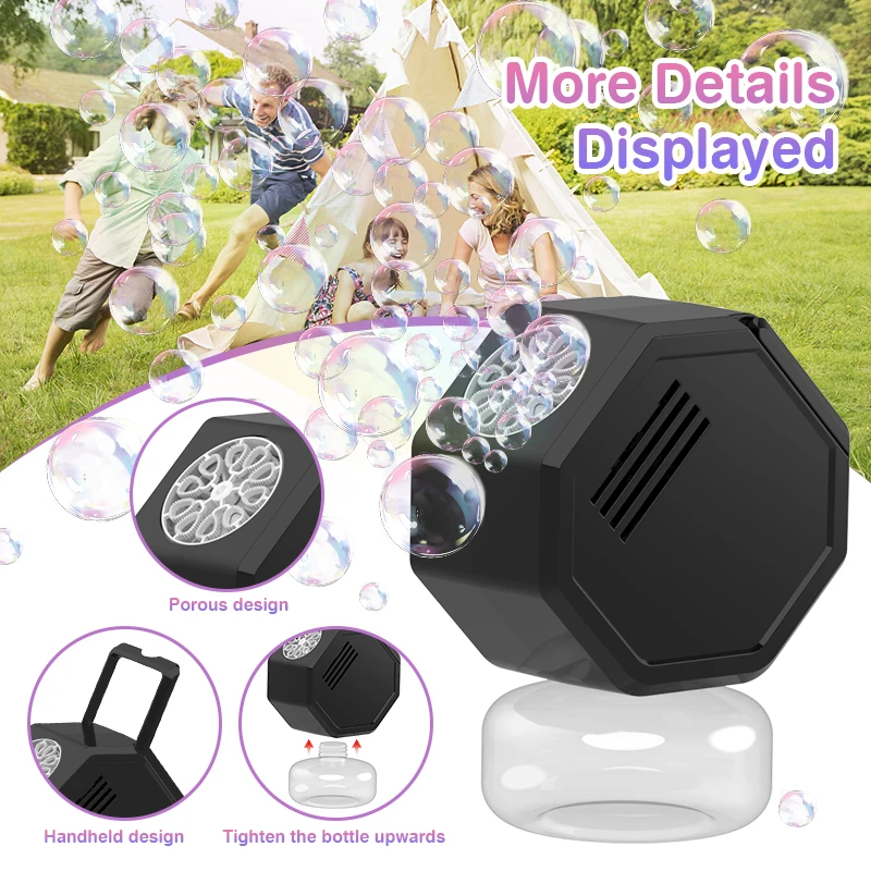 لعبة آلة فقاعات قائمة على الأرض مكونة من 10 فتحات هدية للعطلات لعبة فقاعات خارجية بدون بطارية مياه فقاعية #5
