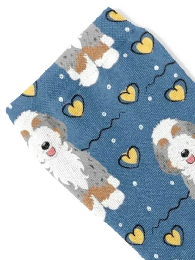 LOVE Tri Color Aussiedoodle Socks warm winter New year's funny sock Children's Male Socks Women's
