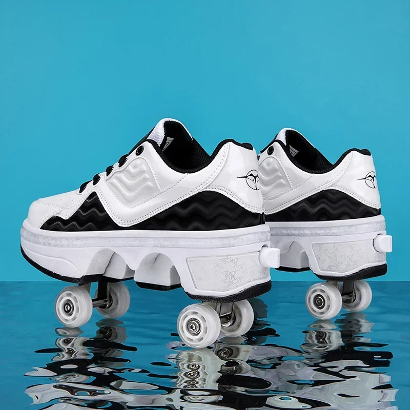 

New Kids Four Wheel Roller Skates Boy Girls Student Version Retractable and Deformable Shoes Children Double Row Roller Skates