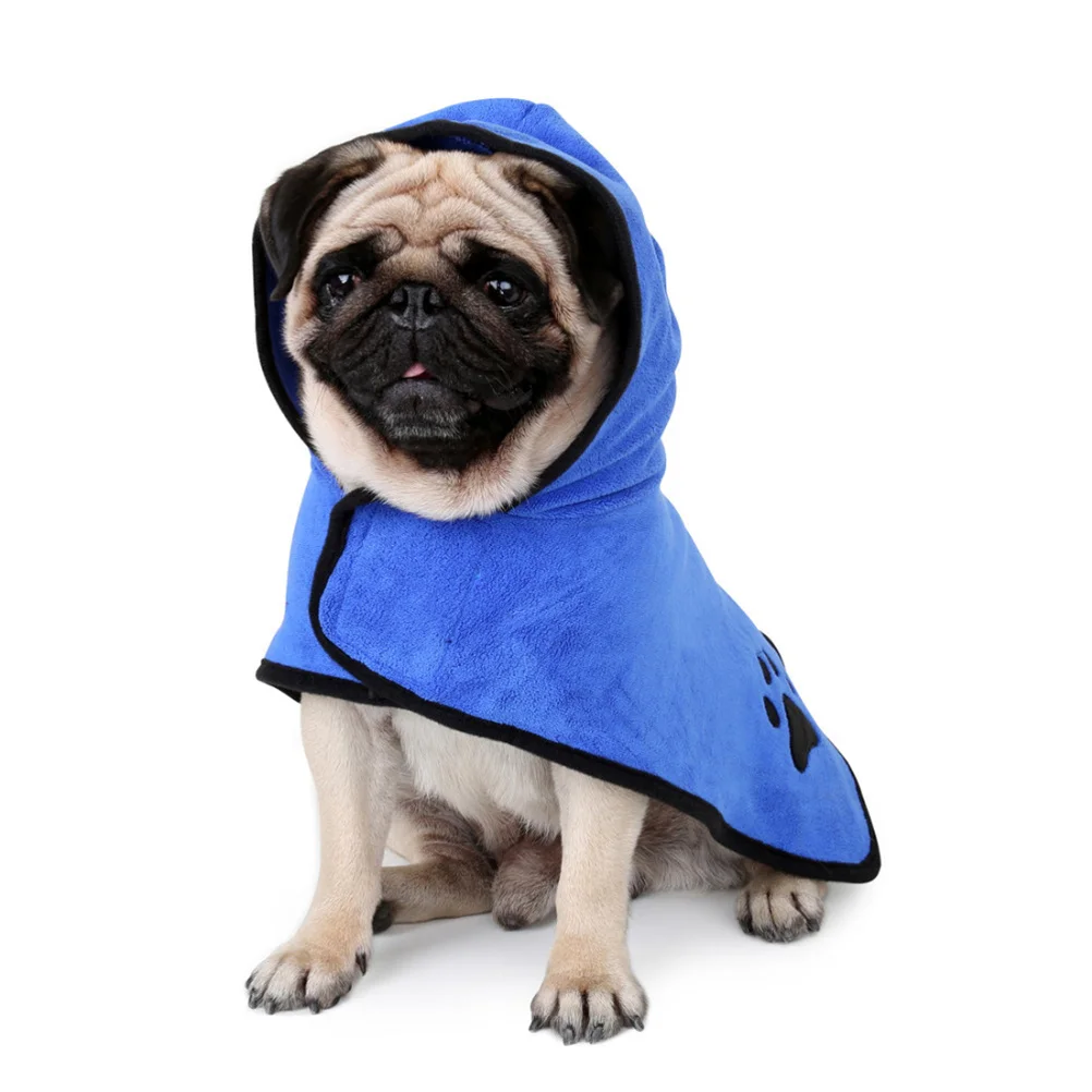 

Microfiber Dog Towel Fast Dry Pet Bath Robe Size M Blue Super Absorbent Quick Dry Pet Bath Towel for Dog Cat Home Travel