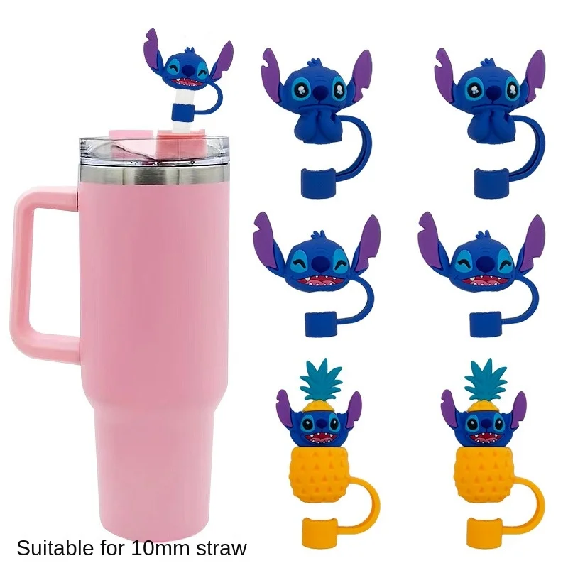 Disney Stitch Animation Cartoon Straw Cover Creative Kawaii Straw Dust Cap Removable Protective Cover Accessories Wholesale