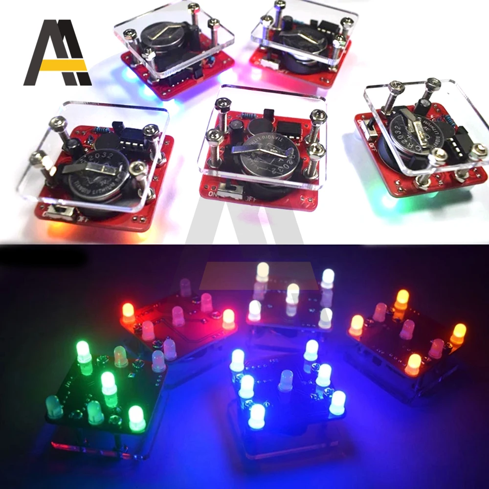 DIY Swing Shaking LED Dice Kit com Pequena Vibração Motor Diy Kits Eletrônicos Modo de espera mostrará o efeito conduzido pela respiração