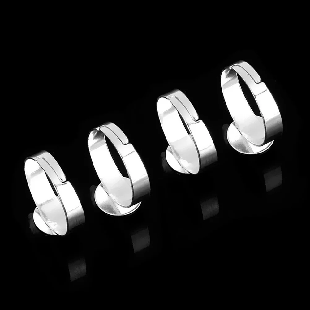

10pcs Adjustable Ring Base Blanks Silver Plated Round Bezel Settings For Diy Jewelry Craft Mounting Findings Fashion Charm Gift