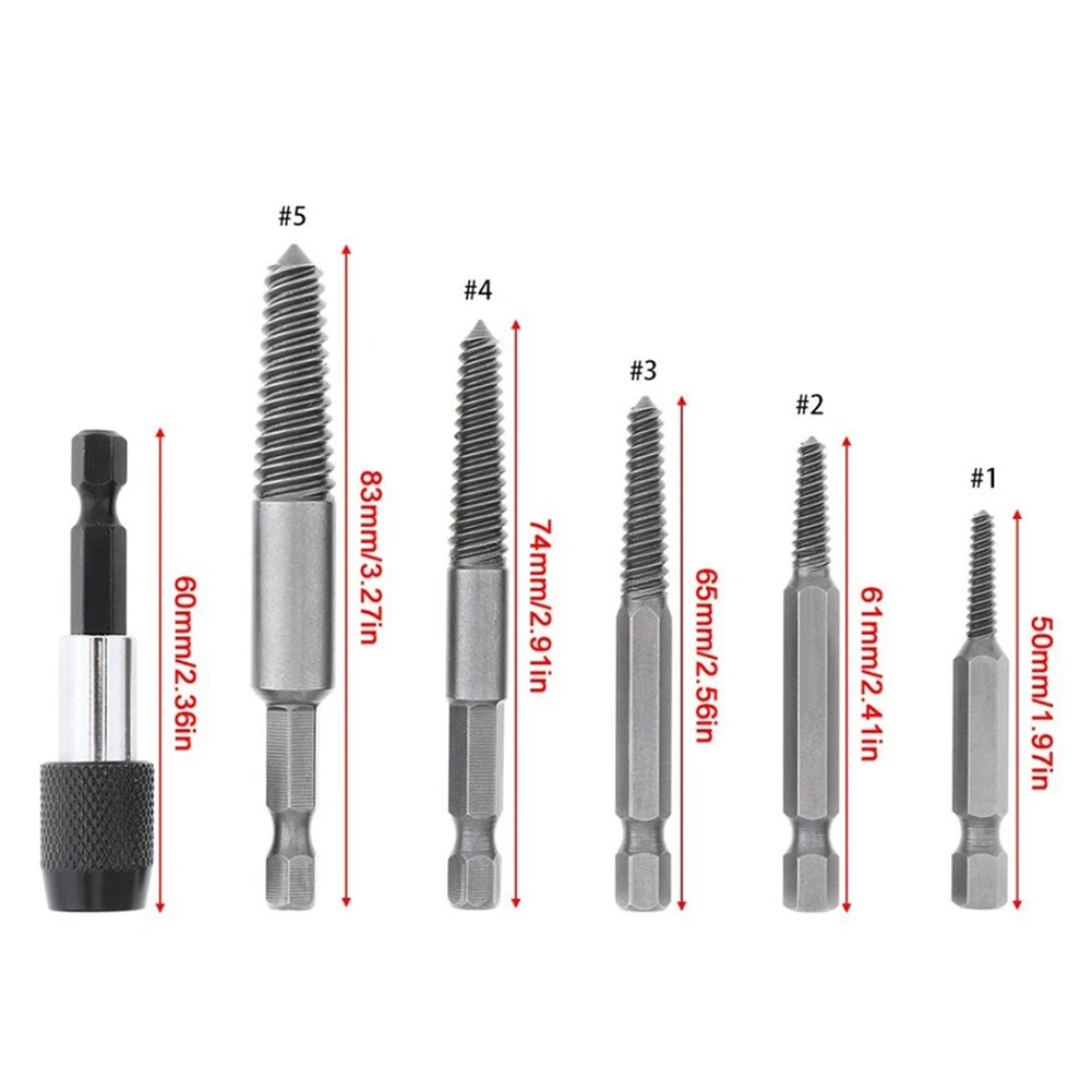 Extension Rod Hex Screw Extractors 1/4 Inch Shank Silver 12Pcs/Set Bolt Remover For Broken Screws High Quality