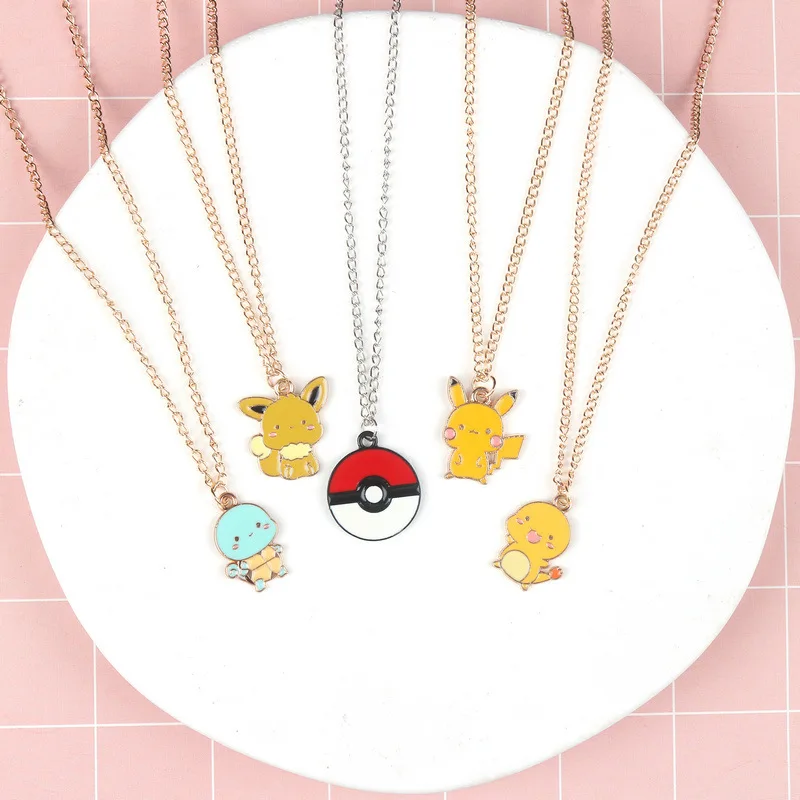 Pikachu Metal alloy Necklace mini anime cartoon style Charmander Alloy sweater necklace cute Bulbasaur accessories fans gifts view 2