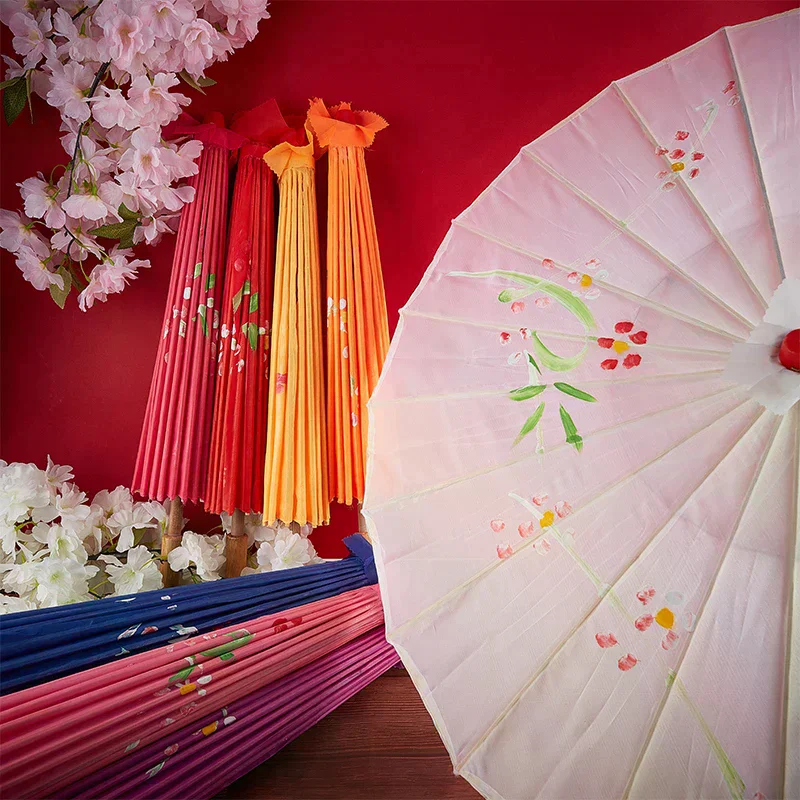 

82/84cm Silk Cloth Women Umbrella Japanese Cherry Blossoms Ancient Dance Umbrella Decorative Chinese Style Oil Paper Umbrella