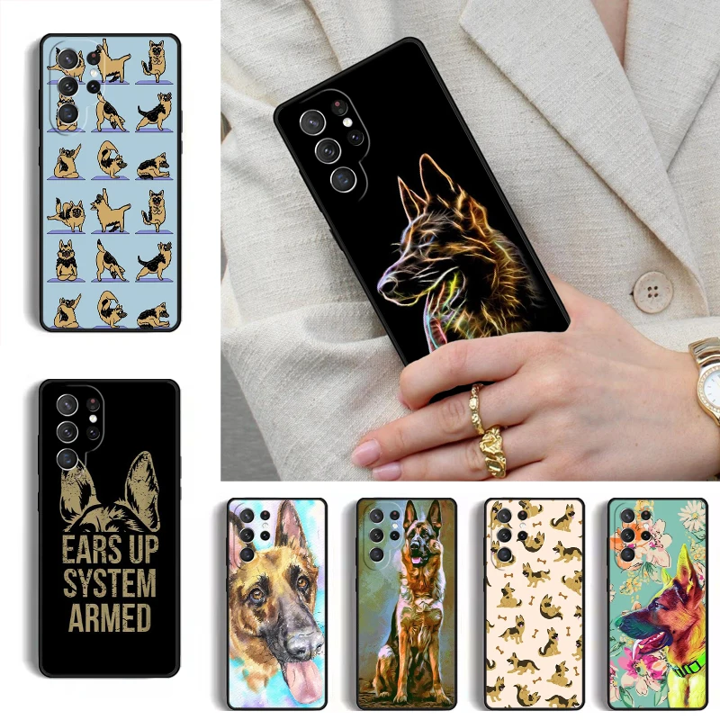 German Shepherd Dog Cartoon Phone Case for Samsung Galaxy S26 S25 Ultra S24 S23 S22 S21 Plus Note 10 Bumper Cover