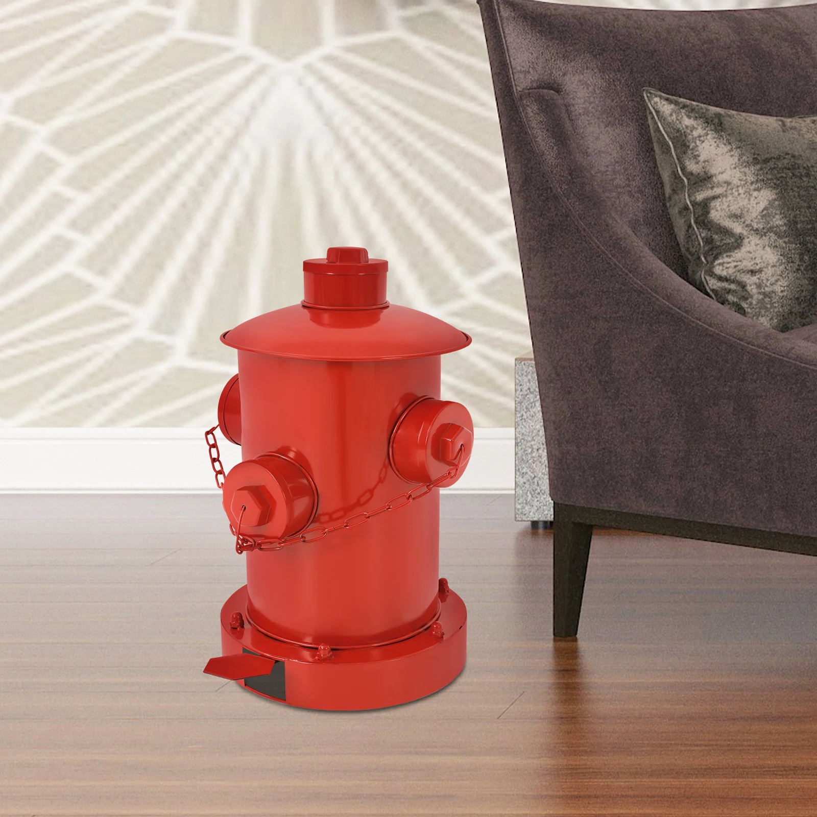 

Yellow/Red/Bronze Cylindrical Pedal Trash Can,Iron Retro Fire Hydrant Trash Can 26*39cm Freestanding for Indoor and Outdoor