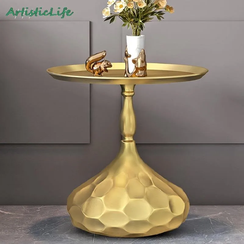 ArtisticLife Simple Fashionable Iron Art Nordic Slate Side Table Light Luxury Modern Small Round Table Free Shipping