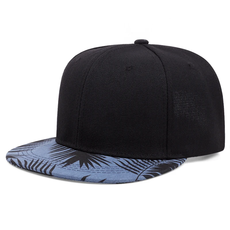 Moda unisex niebieski kapelusz z liśćmi bambusa męski regulowany kapelusz baseballowy prosta klamra czapka typu snapback kapelusz przeciwsłoneczny