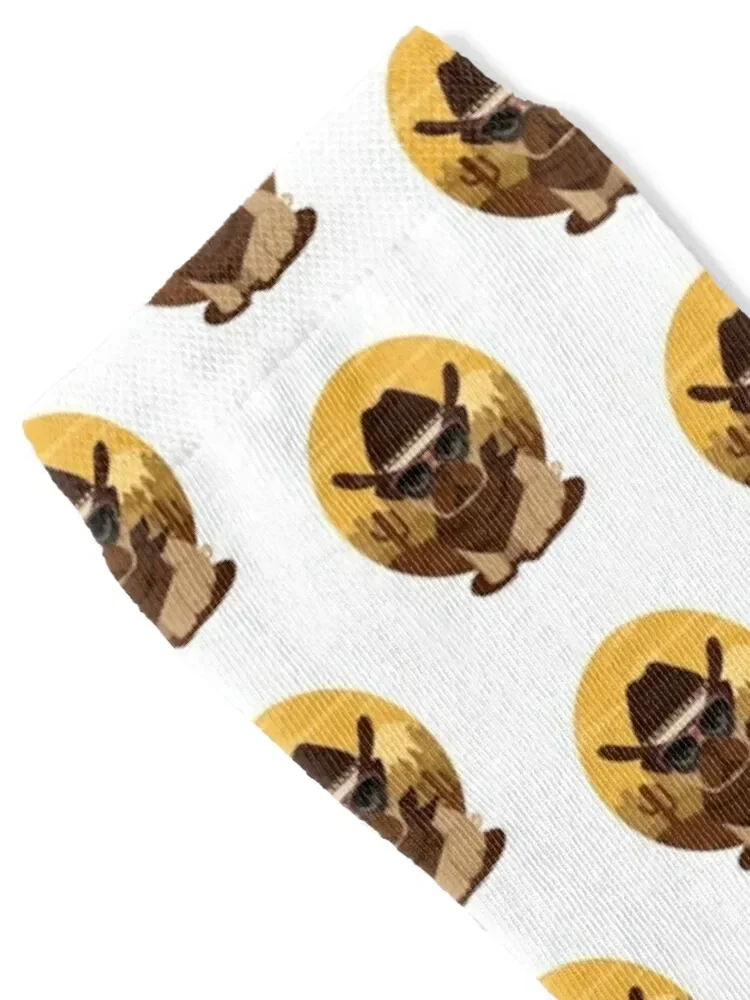 pug whit glace ,cow boy pug or pug lovers Socks hip hop compression valentine gift ideas Man Socks Women's