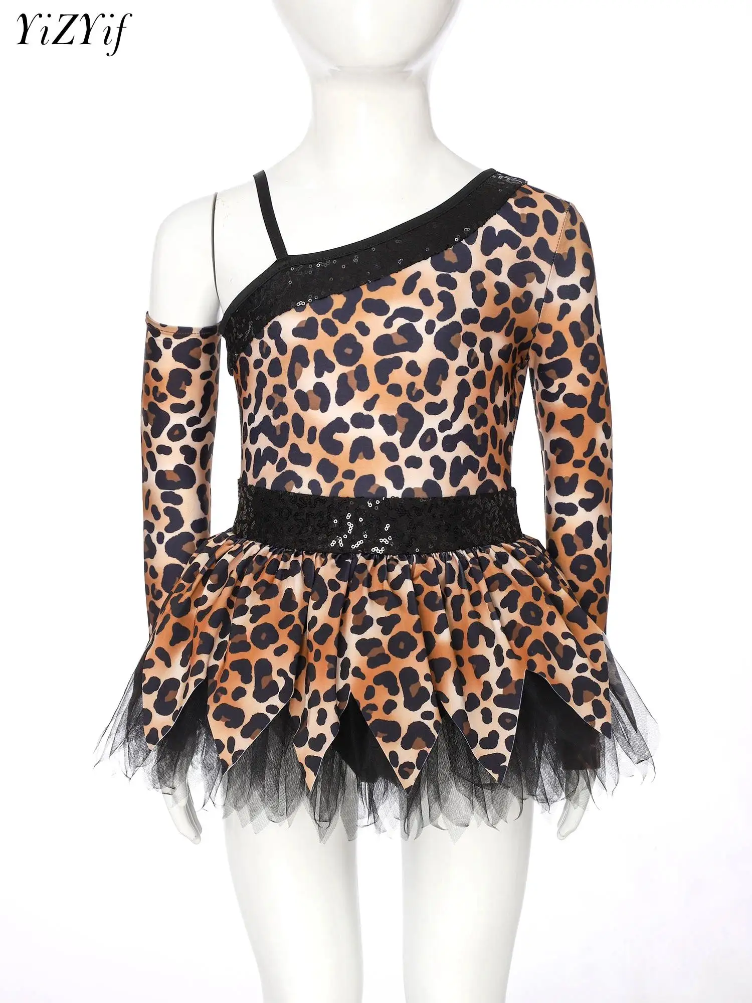 

Костюм для косплея в стиле пещерного человека на Хэллоуин для девочек, примитивный этнический индийский коренный костюм для косплея с принтом, сетчатое трико, платье с нарукавниками