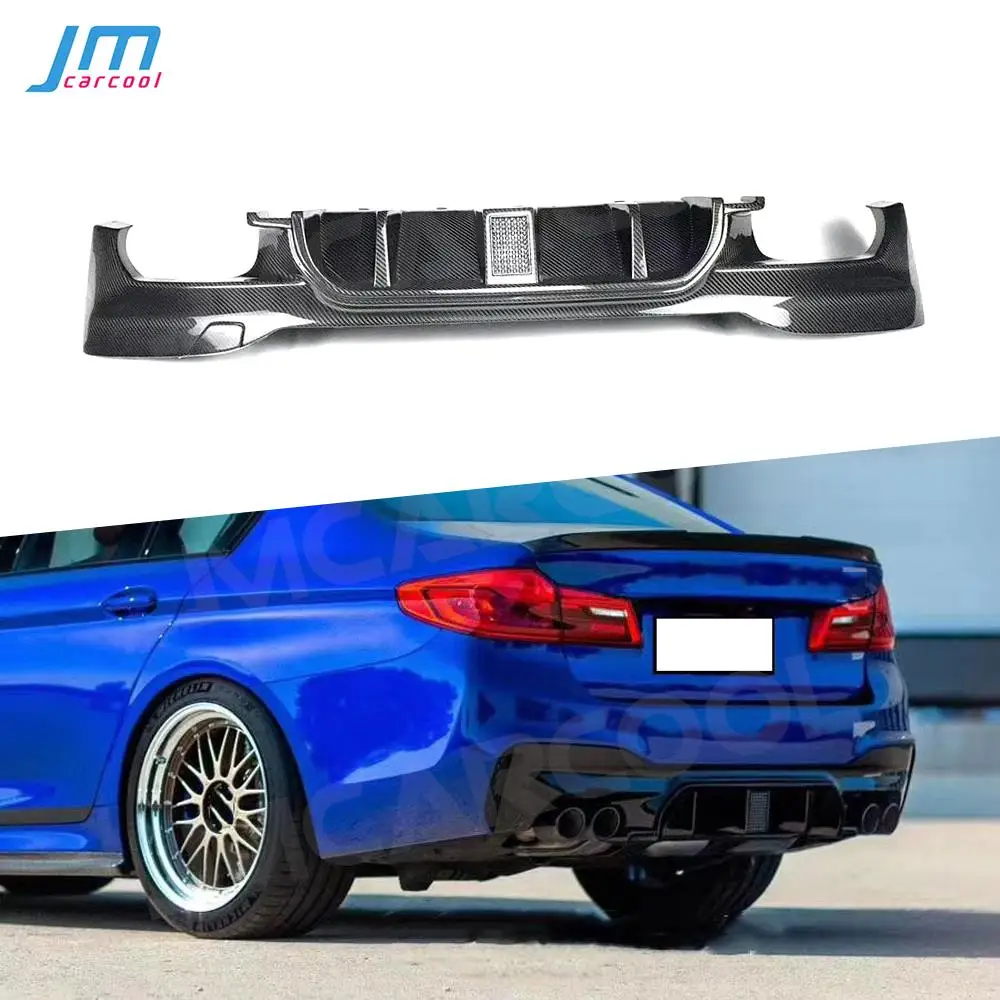 Dry Carbon Fiber/FRP Prime Black Bumper Protector Rear Diffuser Lip With Lamp Spoiler For BMW 5 Series F90 M5 Sedan 208-2020