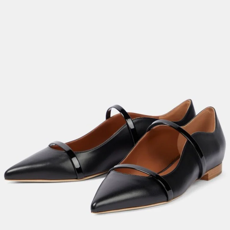 

Женская обувь на плоской подошве, новые весенние туфли с острым носком, неглубокий однострочный ремень, туфли на низком каблуке, банкетная женская обувь большого размера по индивидуальному заказу