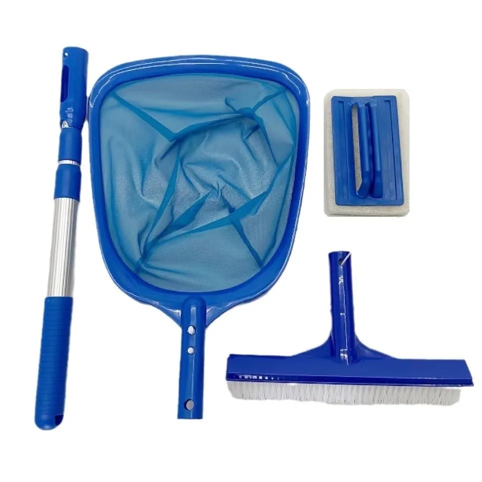 Kit de Limpeza para Piscina, Rede de Limpeza e Escova para Piscina com Cabo Telescópico de 3 Seções