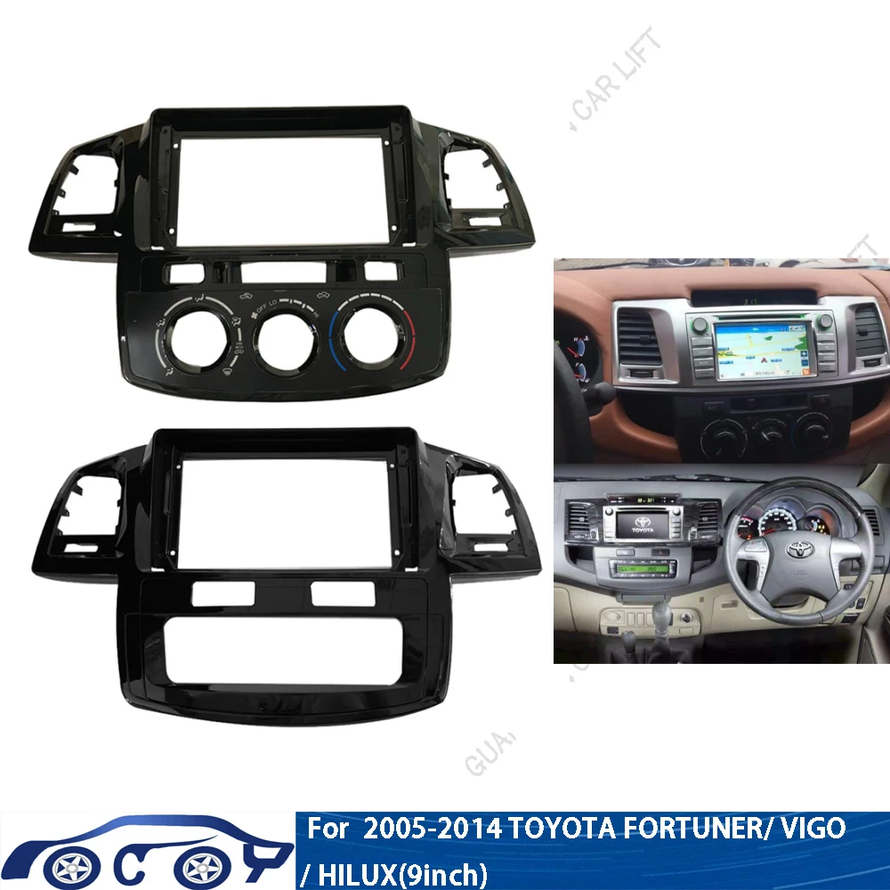 9 Inch Car Radio panel For Toyota Fortuner Hilux 2005-2014 DVD Stereo Frame Plate Adapter Mounting Dash Installation Bezel Trim