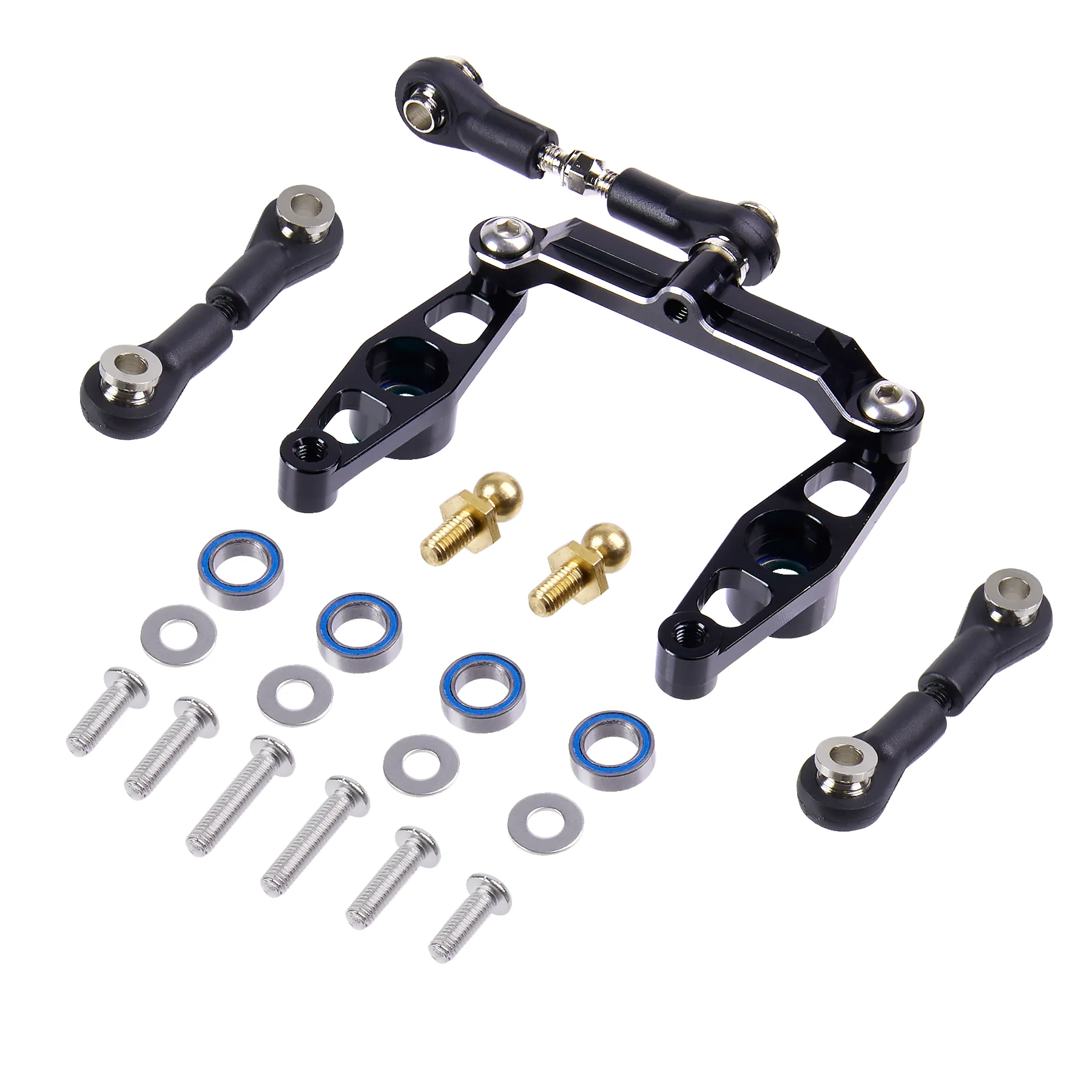 1/10 RC Auto Alu-Legierung Kugellager Kurbel-Lenkarm-Set mit Spurstange Lenkungsbaugruppe für Tamiya TT-02 TT-02D TT-02E TT02-B