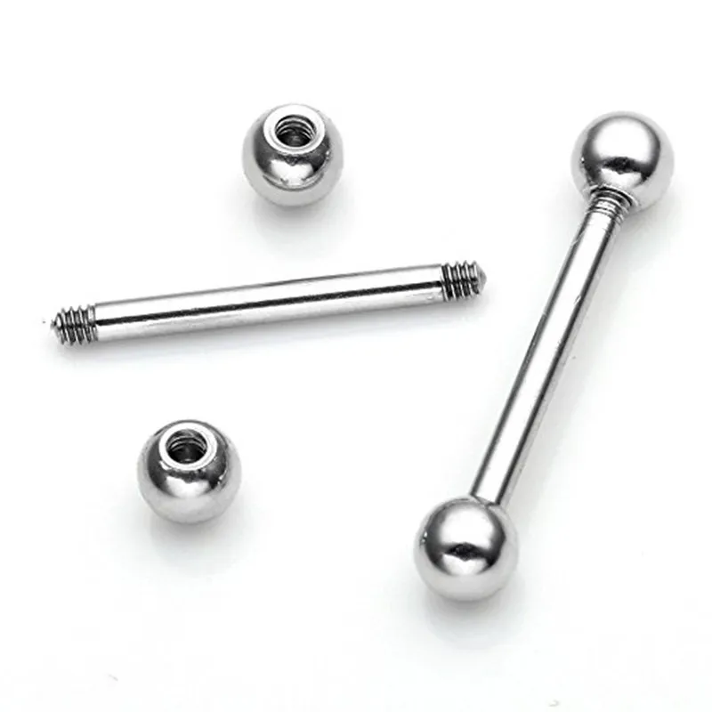 100pcs long industrial earring 35mm 14G Bar Tongue Straight Body Piercing Jewelry Hot Sale 316L Stainless Steel Fashion Ear