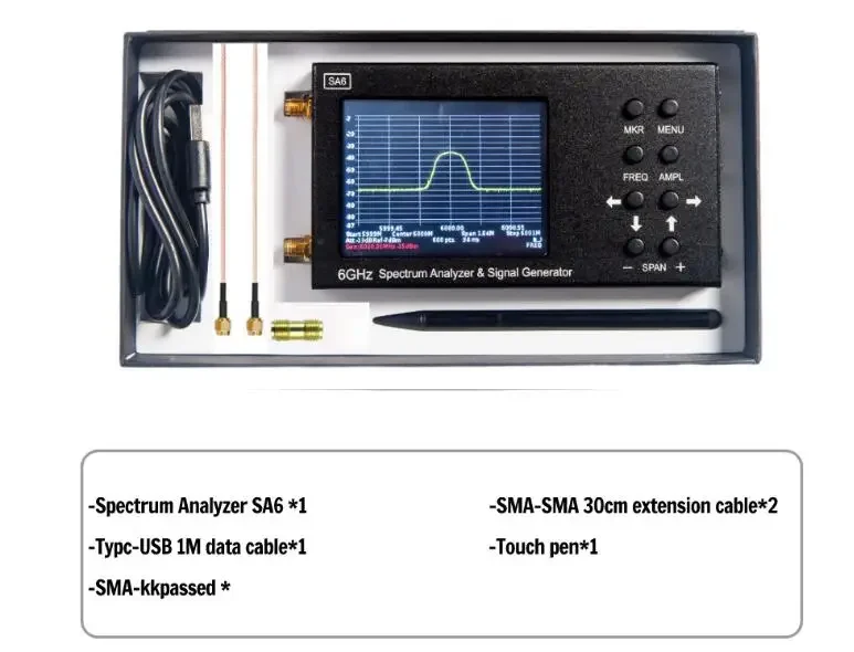 6 ГГц, SA6, анализатор спектра радиочастоты, генератор сигналов спектра + HT6, периодическая антенна LPDA для 3G, 4G, LTE, CDMA, DCS, GSM, GPRS, GLONASS