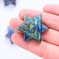 Natural Labradorite Hexagram Eye Carving For Jewelry Making & Home Decoration