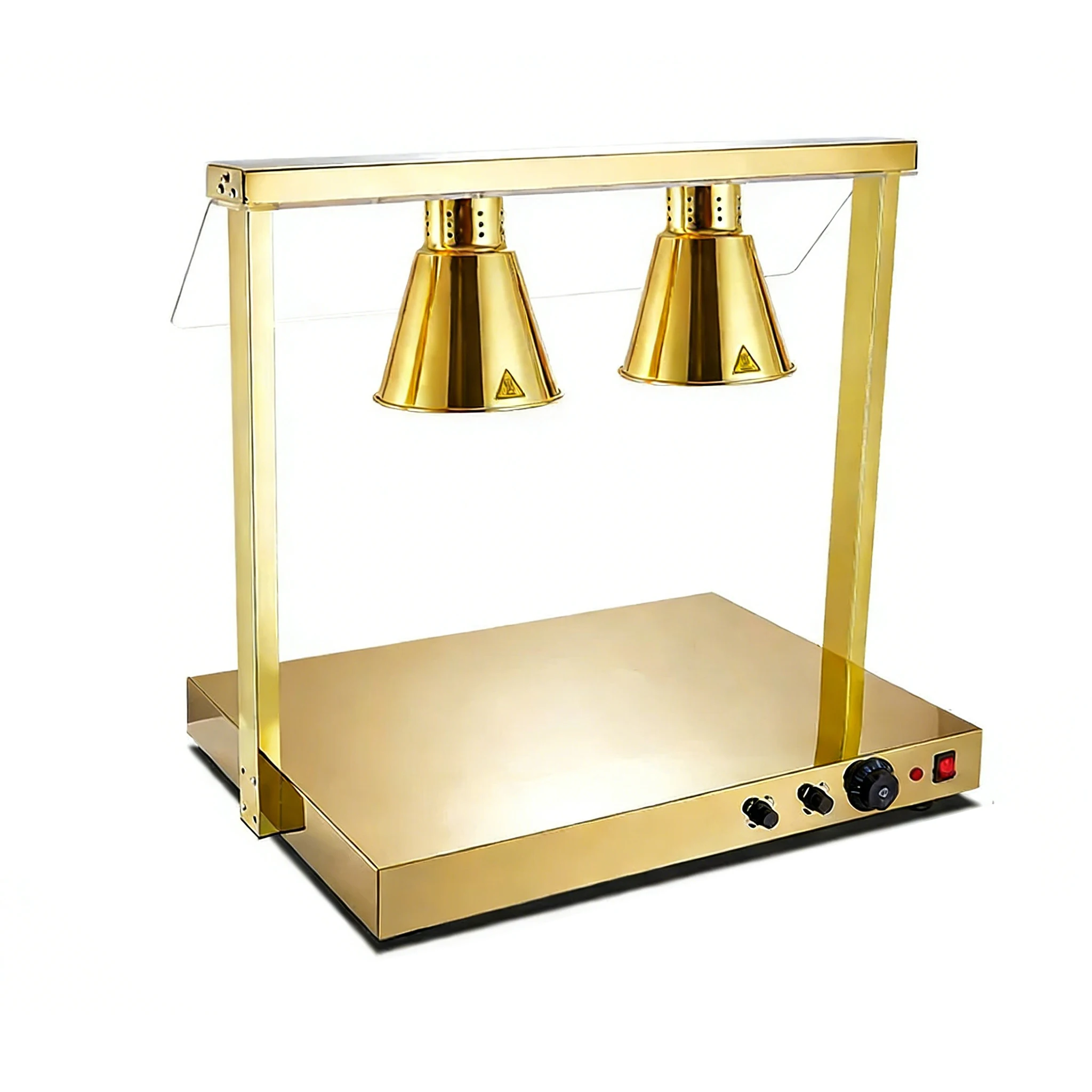 Double Three Head Buffet Food Heating Lamp Station Stainless Steel Infrared Catering Warmer Table For Hotel Restaurant Banquet