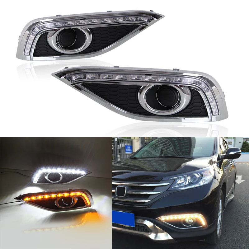 

LED DRL Daytime Running Light For Honda CR-V 2012 2013 2014 LED Daytime Running Light Amber Turn Signal Relay Waterproof Car DRL