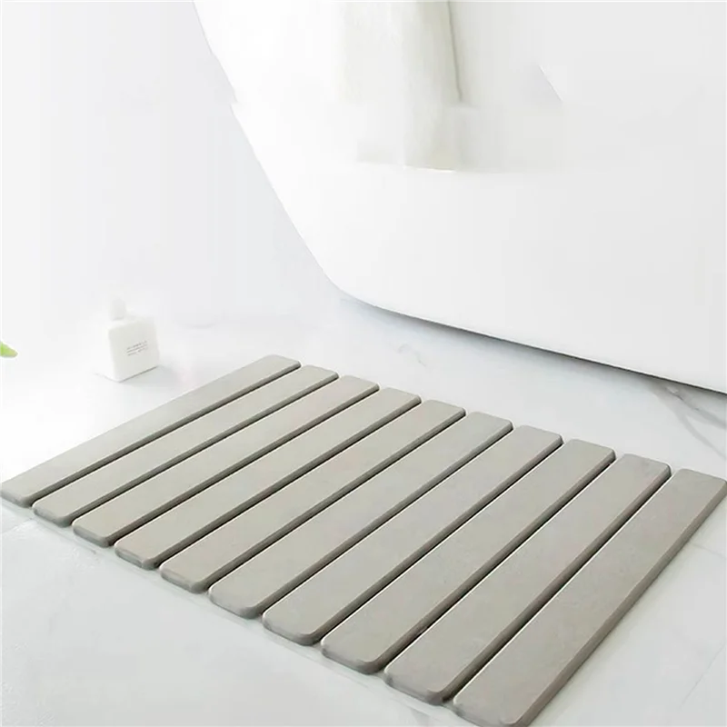 THIVN-Light Gray Quick-Dry Diatom Mud Foot Mat For Toilets, Anti-Slip And Water-Absorbent Folding Bathroom Mat
