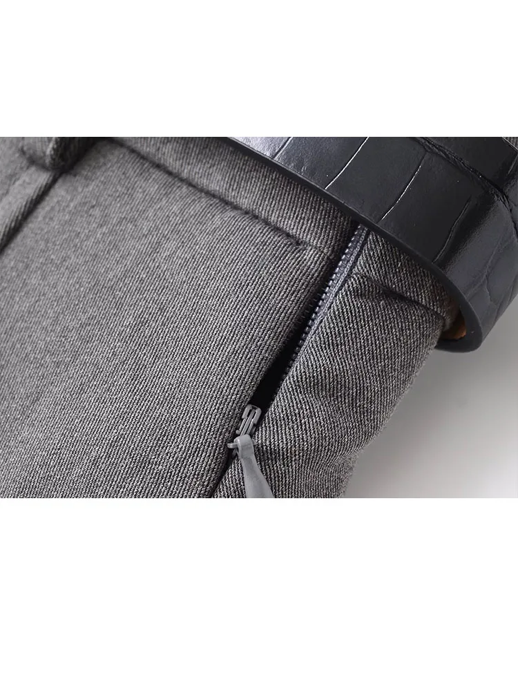 HH Damesmode Veelzijdige Mid-Taille Geplooide Culottes Met Riem Vrouwelijk Temperament High Street Casual Slanke Rits Korte Rok