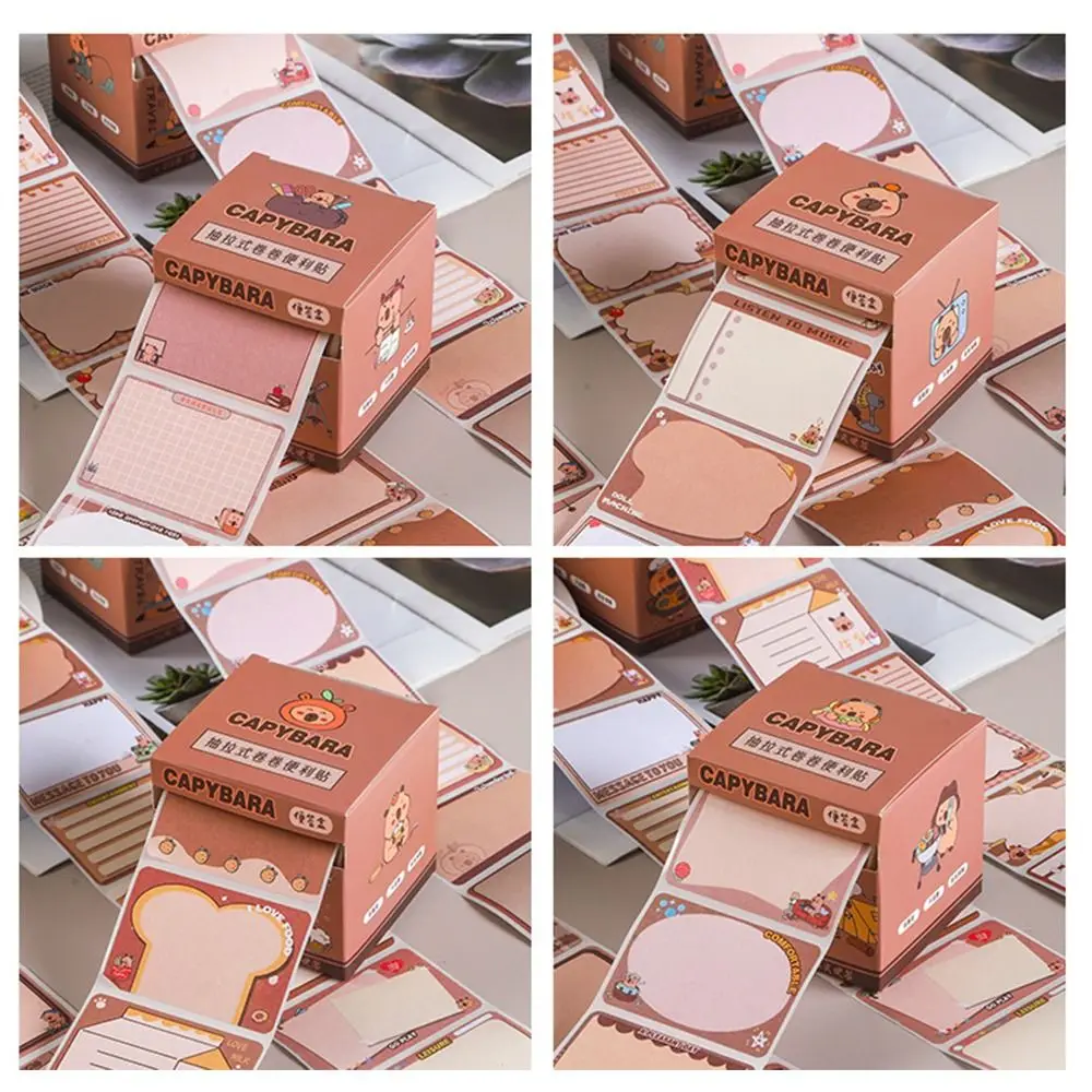 INS Kawaii Capybara Sticky Notes Creativo Pullable Capybara Memo Pad Stickable Roll Paper Tipo Cartoon Notepads Ritorno a scuola