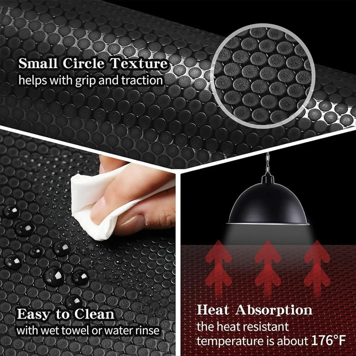 BHBL Reptile Mat,Reptile Terrarium Substrate Liner for Leopard Gecko, Lizard,Snake,Tortoise,Reptile Flooring 18x36 Inch Black