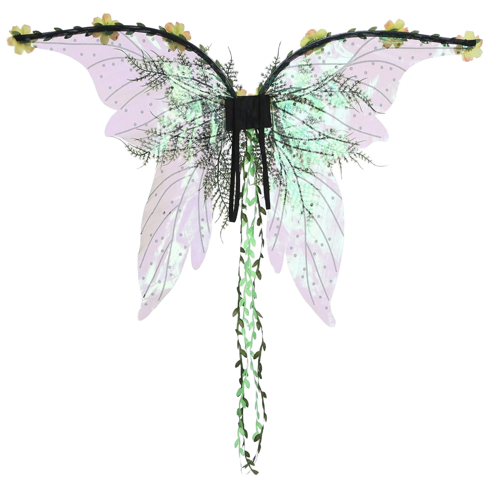 ハロウィンの森の妖精コスチューム、花の妖精エルフの羽、花、葉、蔓付き、カーニバルパーティーパフォーマンス用