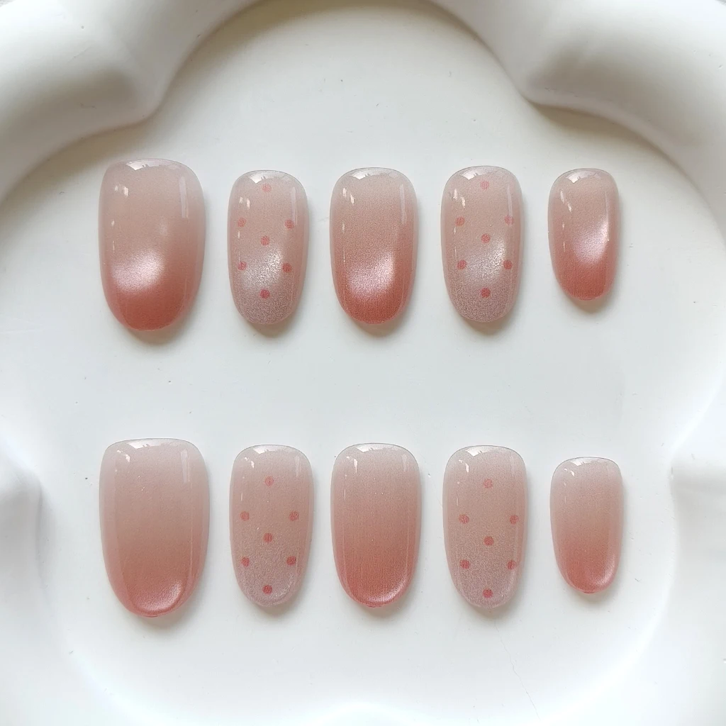 10 Stück Süße Niedliche Vergoldete Polka Dot Sterne Kurze Mandel Wiederverwendbare Nagelkunst Französischer Stil Katzenaugen-Nagelaufkleber Aufklebnägel – Detail 7