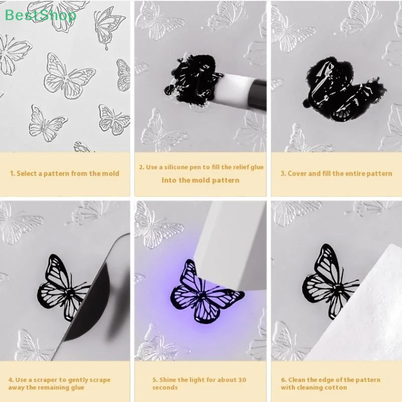 ★ ★ ★ フレンチレースレリーフネイルアートシリコンモールド3D彫刻クリアシリコンマニキュアモールド