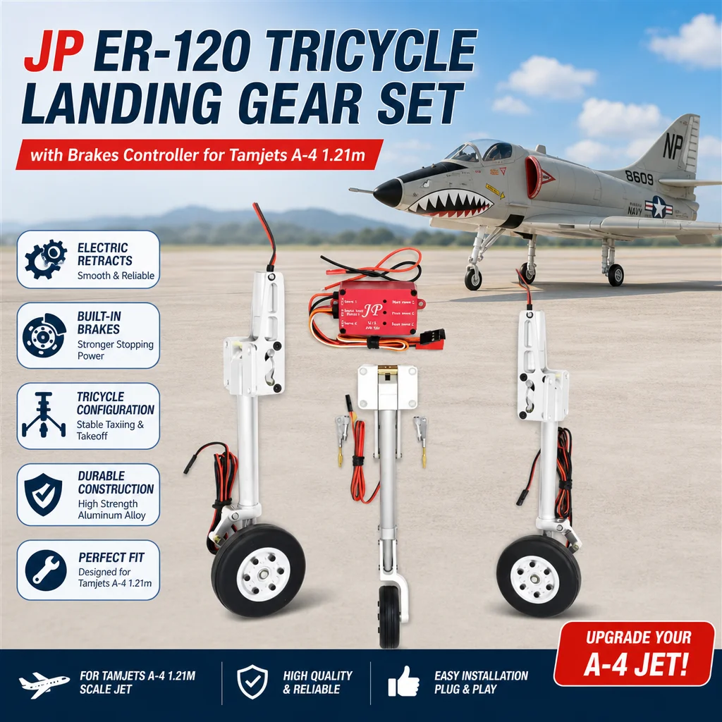 

JP ER-120 Tricycle Landing Gear Set with Brakes Controller for Tamjets A-4 1.21m