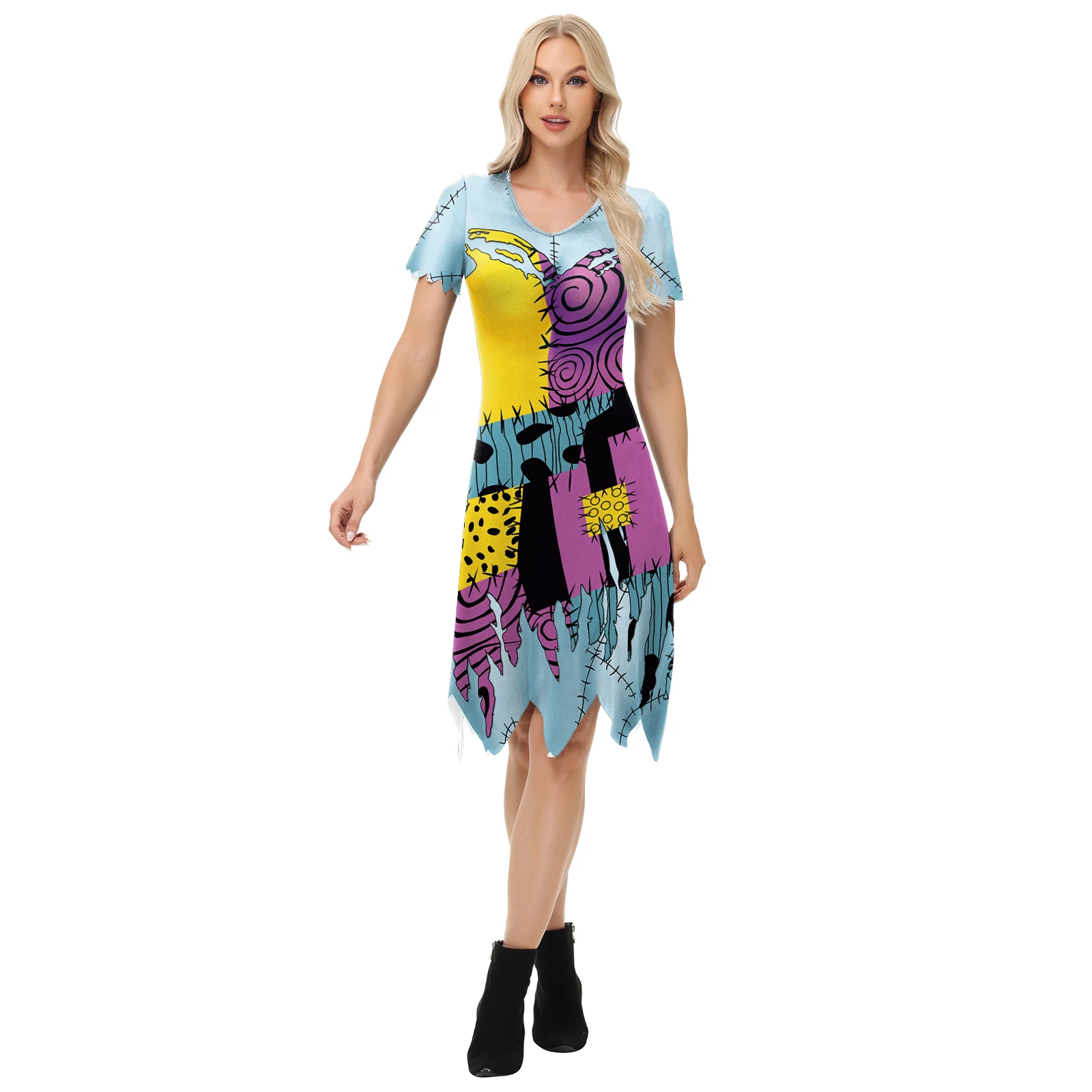 

Cosplay Costume Sally Halloween Party Female Adult Dresses Movie Character Role Play Skirt Irregular Festival Carnival Outfits