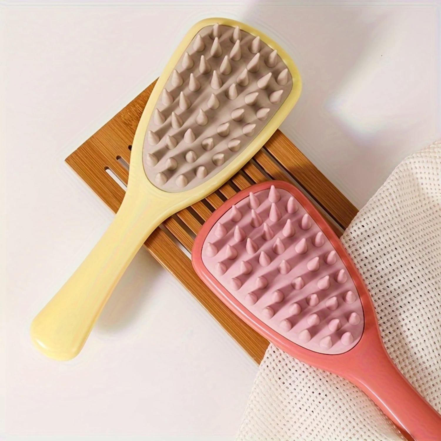 3pcs Silicone Air Cushion Comb Set, Unscented Scalp Meridian Massage Brushes for Men and Women - Long Handle Shower Brush for We