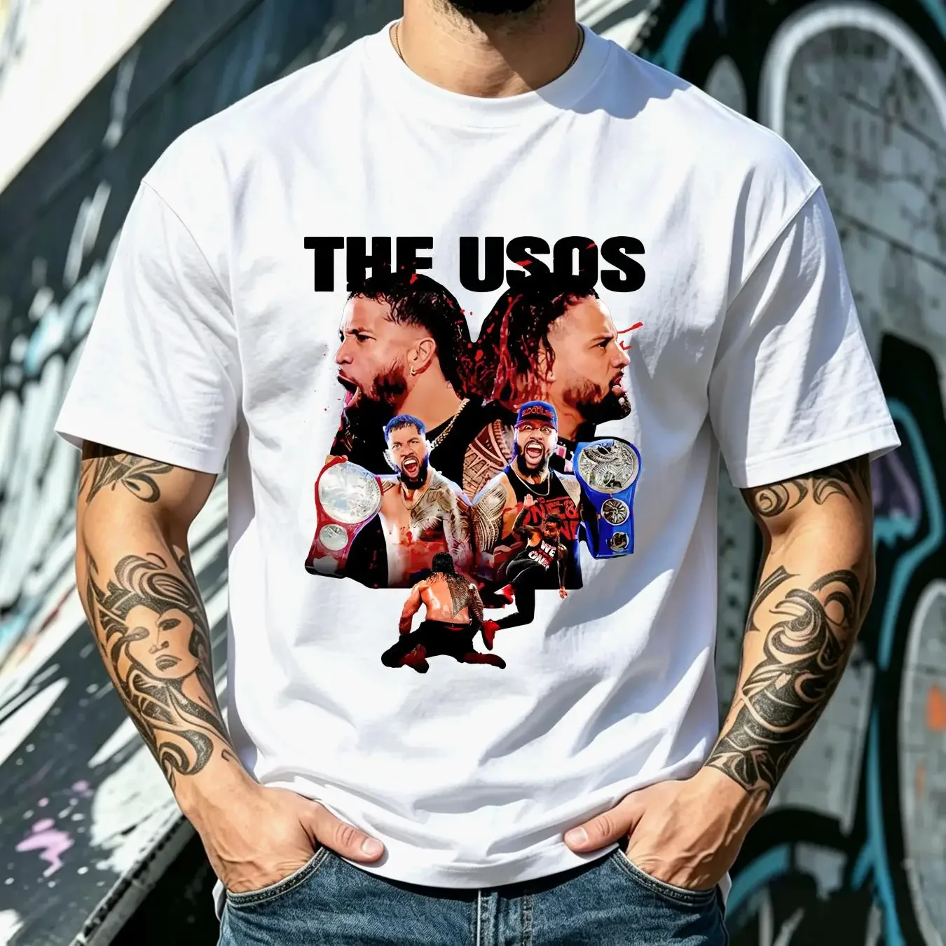 washed T Shirt Samoa Jimmy Uso and Jey The USOS All Sizes VN1473 vintage Washed Breathable Unisex Stylish streetwear Stretched